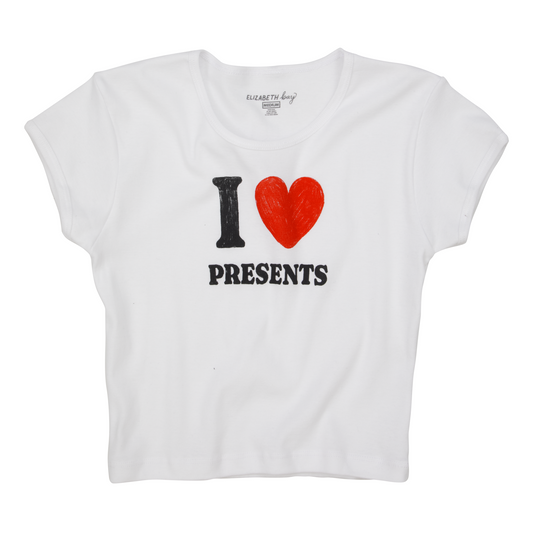 I Heart Presents | White Baby Tee